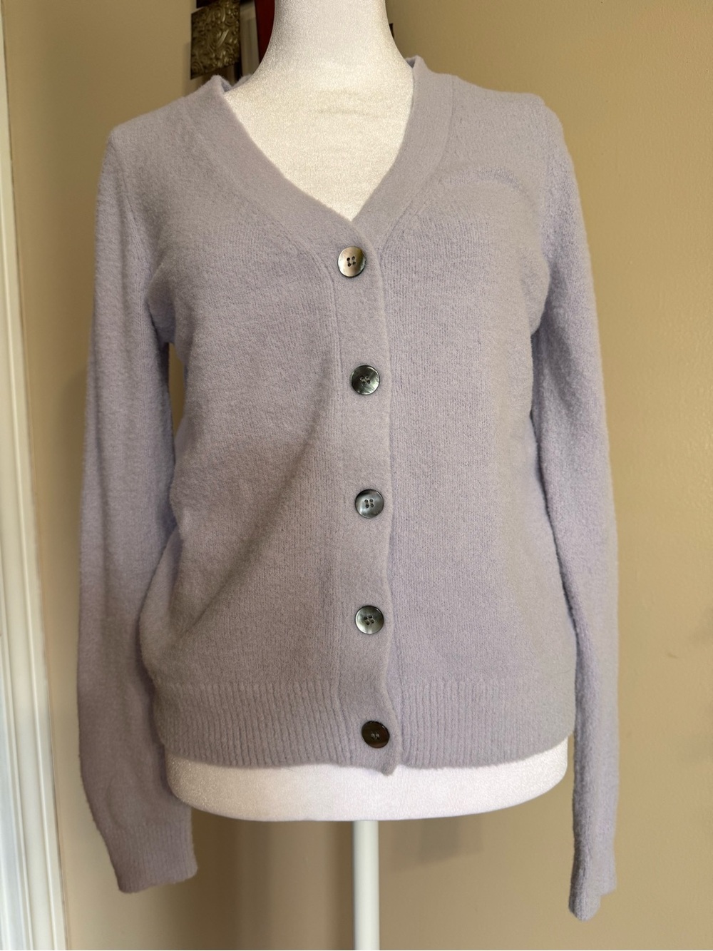 Lavender V-Neck Button Cardigan Sweater - Women